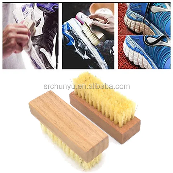 Black Walnut Wood Hog Hair Shoe Brush,Boar Bristle Sneaker Brushes