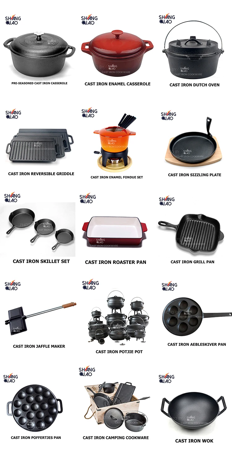 Frying Pan Sauce Pan Preseasoned Cast Iron 6"/8"/10" 3pc Set Frying