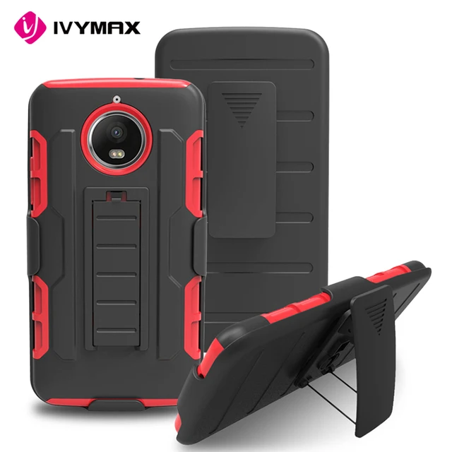 Hybrid armor belt clip back cover case for motorola moto e4 plus
