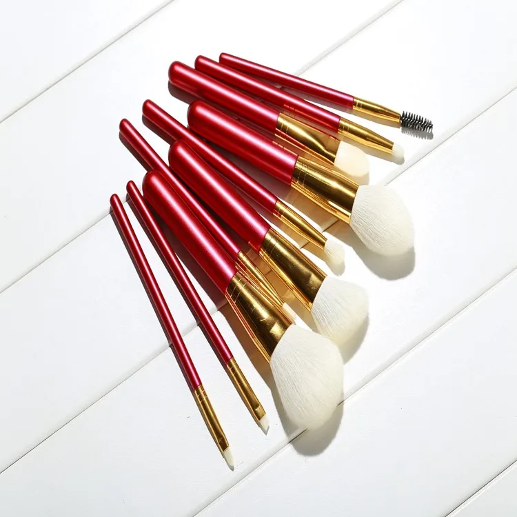 10 Pcs Red Luxury Private Label Acceptable Makeup Brush Set - Buy