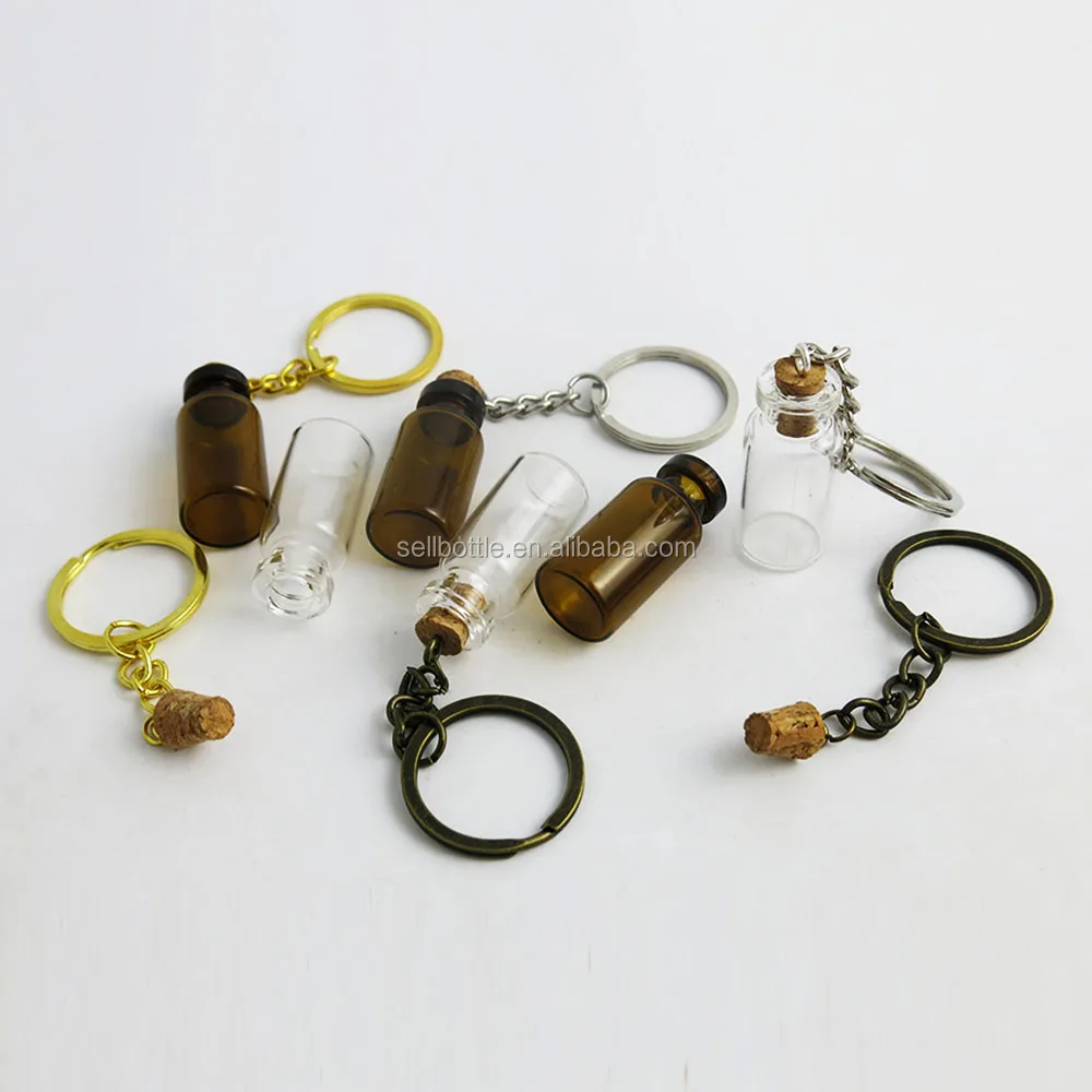2ml Transparent Mini Cute Glass Bottles Key Chain Pendants Small ...