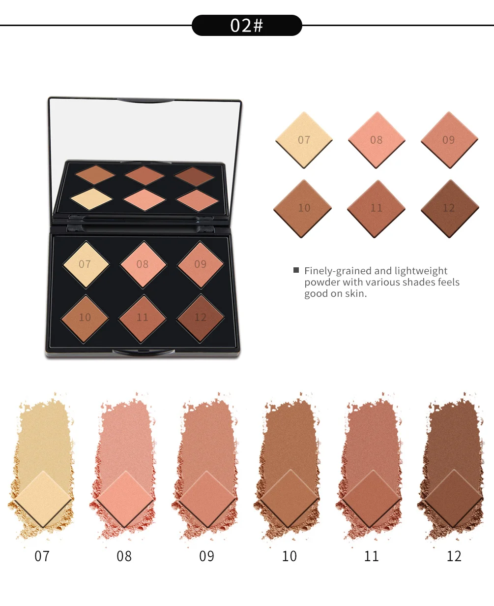 Matte Pressed Contour Powder Palette Smooth Bright Concealer 6 Colors