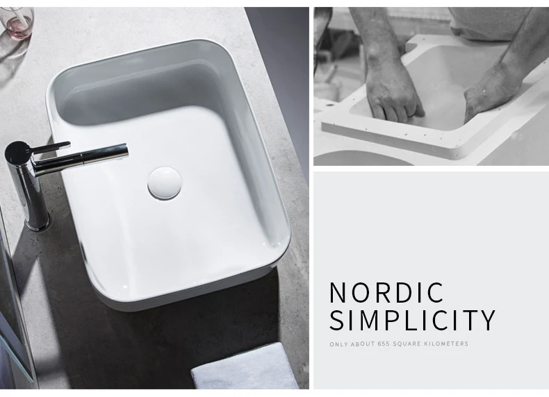 High Grade ceramic washbasin Bathroom square shape sinks