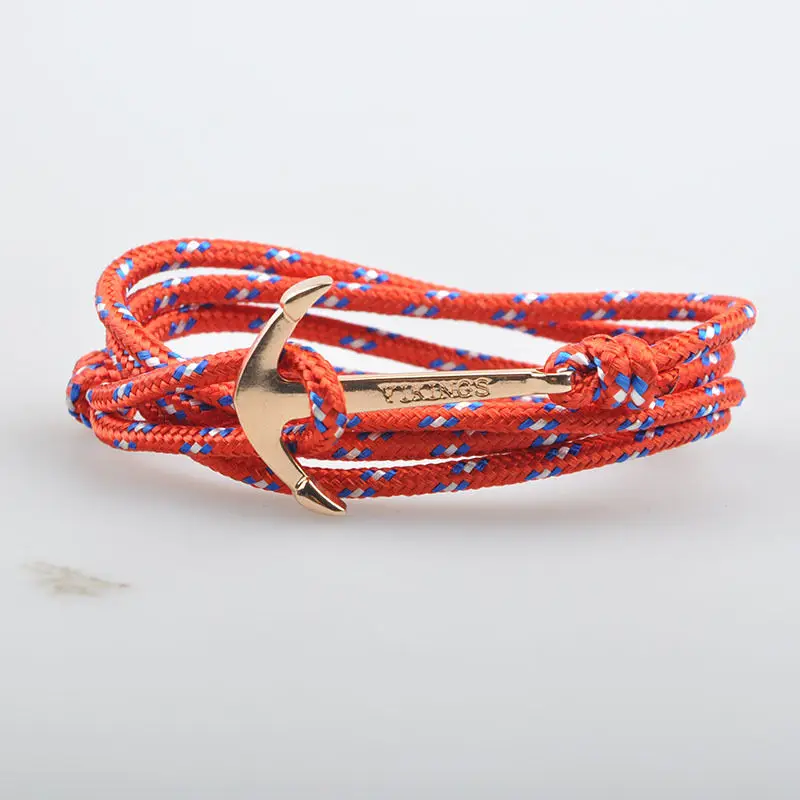 Custom Logo 316L Stainless Steel Anchor Rope Bangle Bracelet Men For Gifts