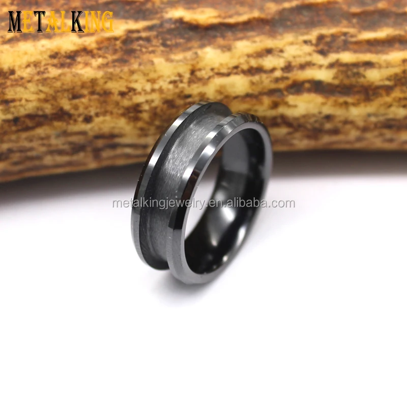 Free Shipping Ceramic ring Blank 8mm Inlay ring with groove