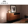 Scandinavian Style Bedroom Solid Walnut Wood Veneer Sideboards With Drawers