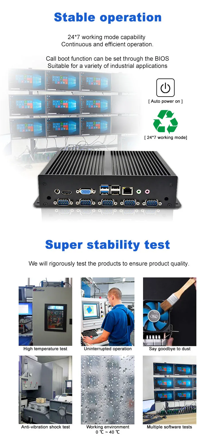 Fanless Industrial PC 10*COM Ports Mini Computer Celeron J1900 Mini desktop PCwith LPT and Serial Parallel Port