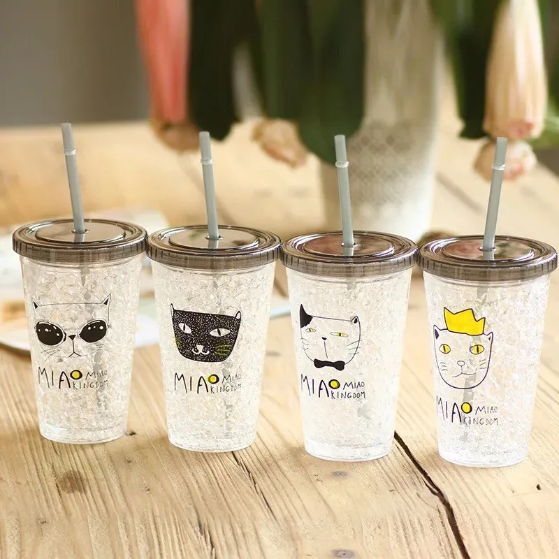 Custom Crystal Freezer Drinking Cup,22oz Plastic Double Wall Gel