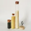borosilicate clear small glass tube bottle with cork stopper for cereal