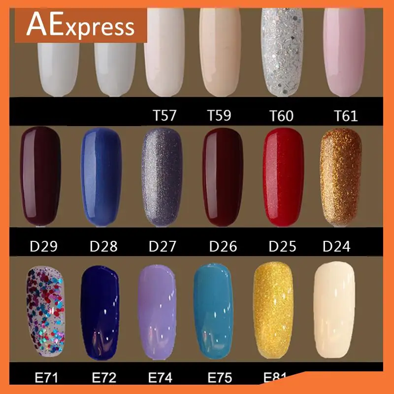 63pcs lot UV Gel Nail Polish for Nail Arts Soak Off Nail Gels including Top Coat