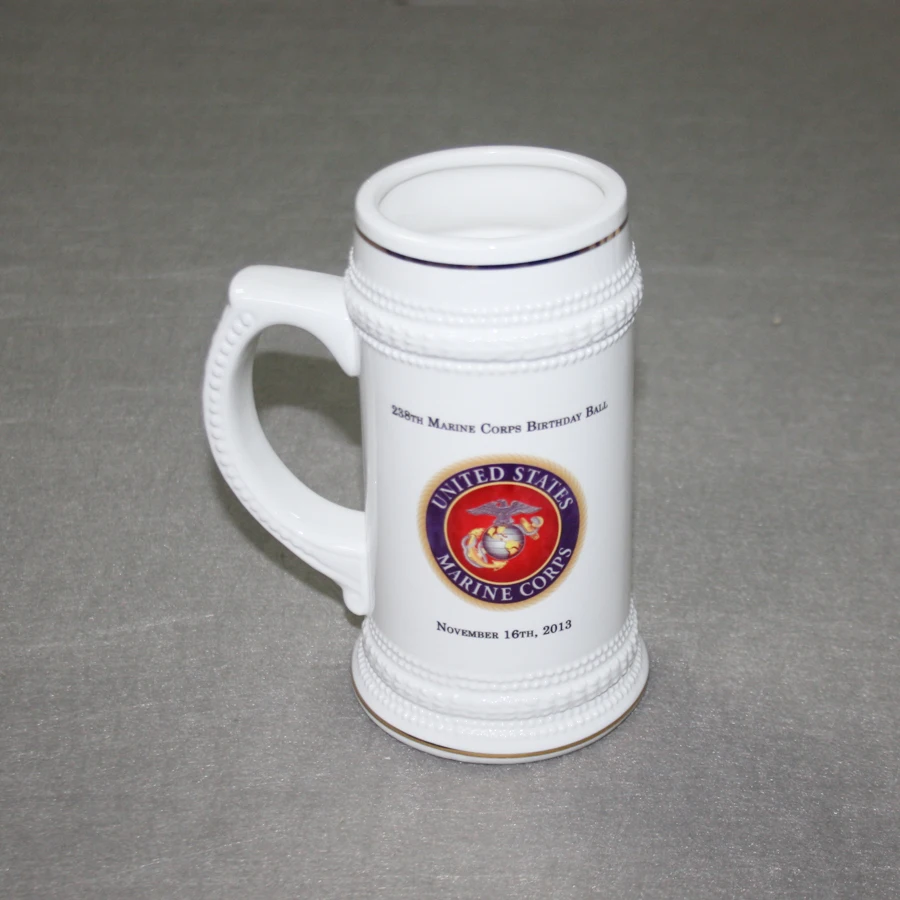 Wholesale 22oz White Sublimation Beer Stein With Gold Trim Buy
