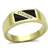 new Ionic Plated Stainless Steel Ring Fine Black Epoxy Unisex Top Quality Crystals Clear Slant Design Polish Mens gold rings