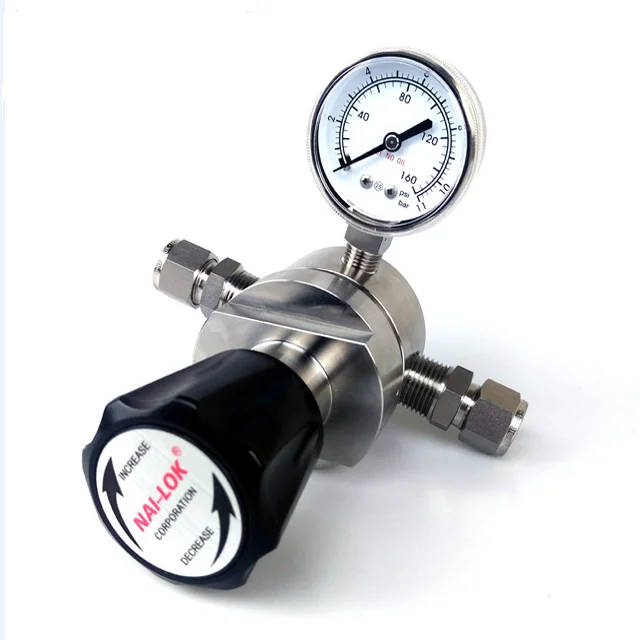 Nitrogen Pressure Regulator Stainless Steel 316 With Gauge Available