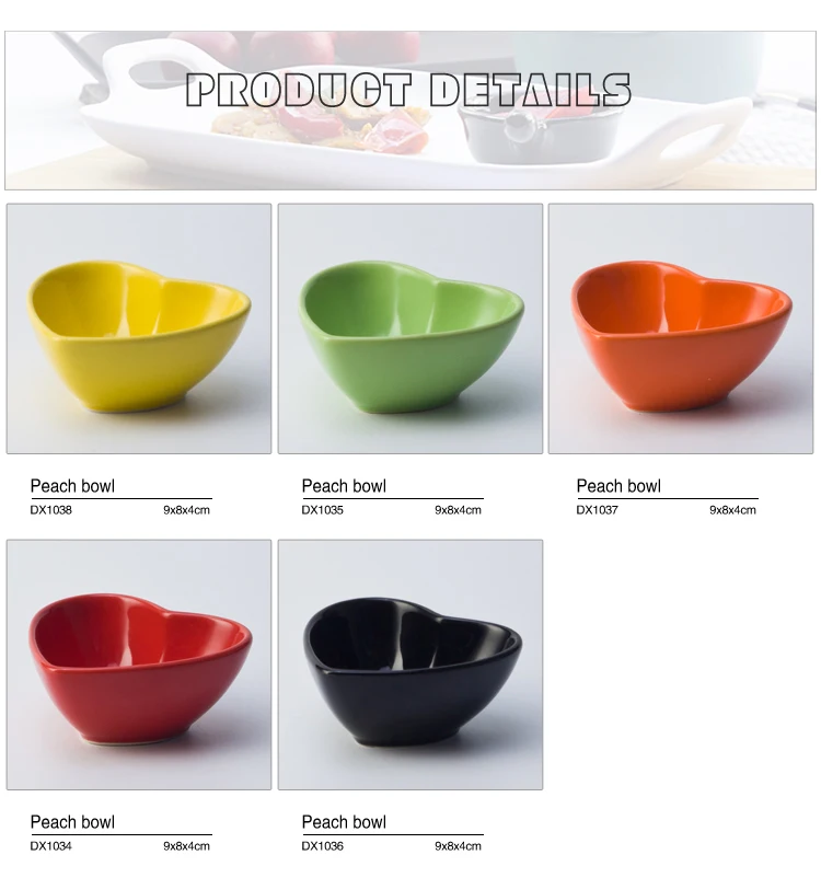 Restaurant Heart Dish, B2C on Line Shop Colorful Dishes, Ceramic Heart Shape Bowl