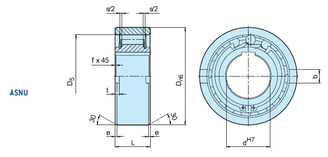 ASNU25 One Way Bearing with 25mm Inner Diameter 125Nm Torque and P6 Precision for Industrial Applications