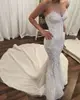Sexy Sweetheart Mermaid Bridal Dresses Women Bride Wear Long Shiny Lace Wedding Dress