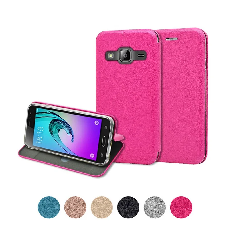 Luxury Leather Flip Folio Shell Case cover for Samsung Galaxy J3 2016/ 2017 Pouch