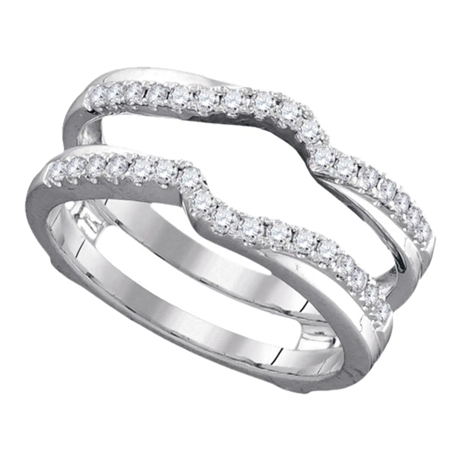 Buy 14kt White Gold Womens Round Diamond Ring Guard Wrap