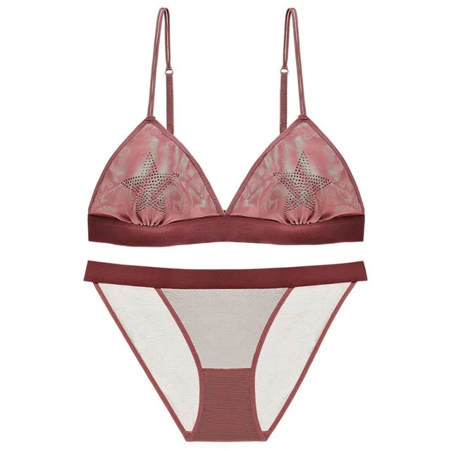 Sexy Star Lace Bra And Panty Set Fahion Transparent Breathable Bras