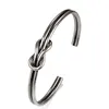 Marlary Latest Model Womens Jewelry Vintage Knot Creative Stainless Steel Twist Cuff Bangle
