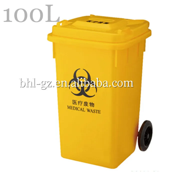 Wholesale Ecofriendly Hdpe 100l Yellow Plastic Wheelie Medical Waste