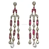 AIU Jewelry Ruby Crystal platinum Drop Earrings