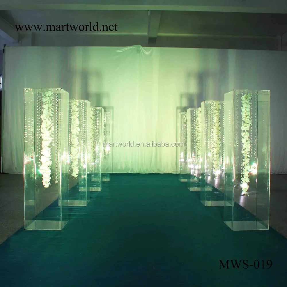 Acrylic Clear Square Pillar Wedding Stand For Wedding Decoration