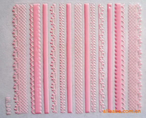 pink lace 3D Water Transfer Nails Art Sticker decals lady women manicure tools Nail Wraps Decals