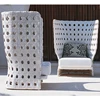 French style high back outdoor furniture garden white rattan sofa furniture set