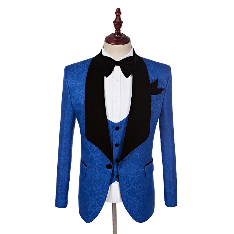 Latest Coat Pant Designs Royal Blue Groom Tuxedos Shawl Lapel Men Suits Wedding Best Man Blazer