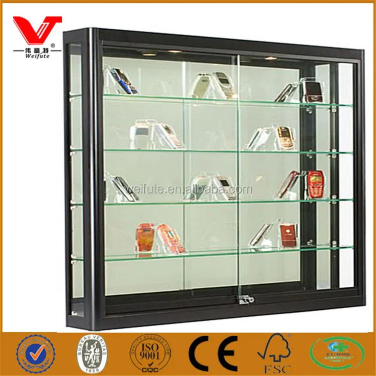 Wall Glass Display Showcase Design Low Price Cell Phone Display