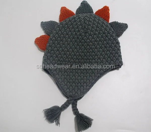cartoon handmade Baby Hats dinosaur crochet beanie with earflap.png