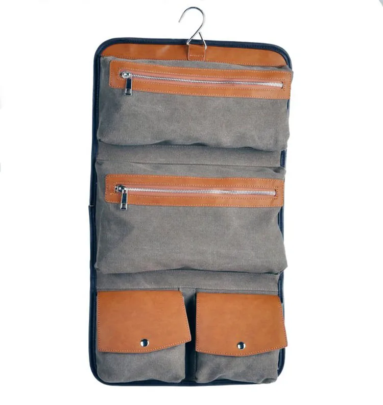 mens leather toiletry bag hanging