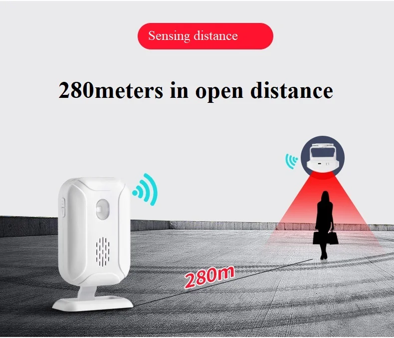 Campainha sem Fio Sensor de Movimento Darho Vindo Infravermelho Alarme 280 m Gama Loja Porta Sino Carrilhão Magnético Bem ir 9 Kits de sistema de alarme