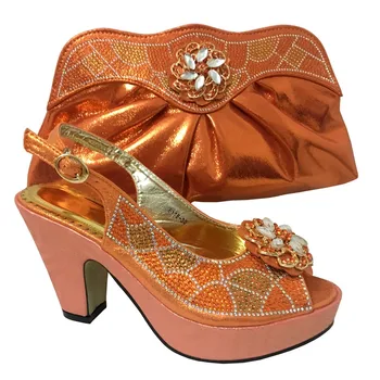 Rhinestone Pumps Italian Shoes And Bags Set Women Heel Hot Ing Las African Bag For Party