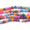 5 Strands Hot Selling Mixed Color Cracked Agate Plain Round Gemstone Beads