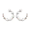 New arrival wholesale women fashion heart pearl hoop rhinestone gold plated 925 silver post stud earrings