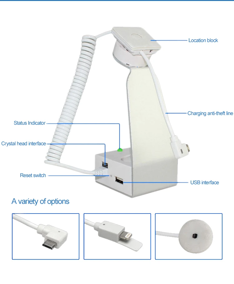 High quality retail shop anti burglar alarm charging mobile phone security display stand