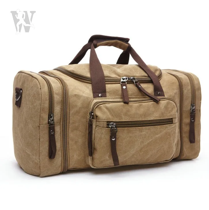 Custom Durable Khaki Casual Large Canvas Travel Storage Bags Buy