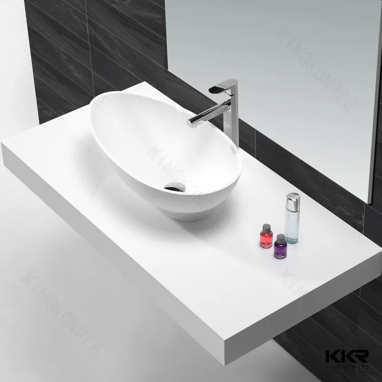 Solid Surface Washing Hand Sink Small Oval Shape Countertop Basin