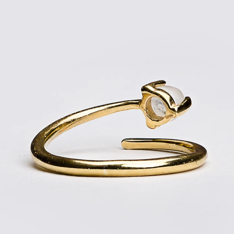 LYR0251 Moonstone Open Ring, Sterling Silver, Gold Vermeil, Minimalist Cuff Rings, Adjustable Engagement Ring, Hand Made, Gift for Her,  (6).jpg