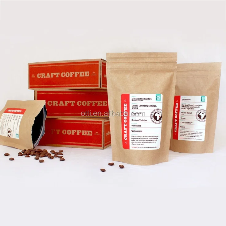 Square Bottom Flat Bottom Coffee Bag Wholesale 500g /250g Kraft Paper ...