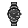 Roman Black Face With Three-eyes Chronograph Wristwatches Stainless Steel Mesh Band