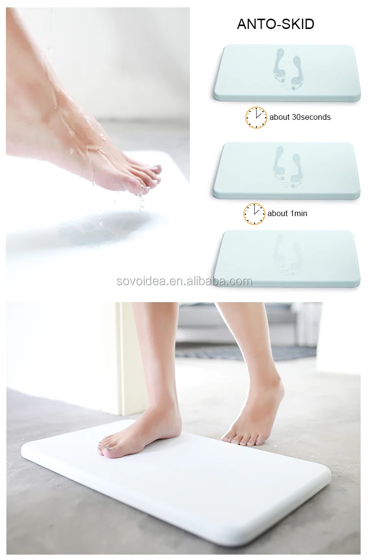 Ecofriendly Non Slip Fast Water Absorbent Diatomaceous Rug Diatomite