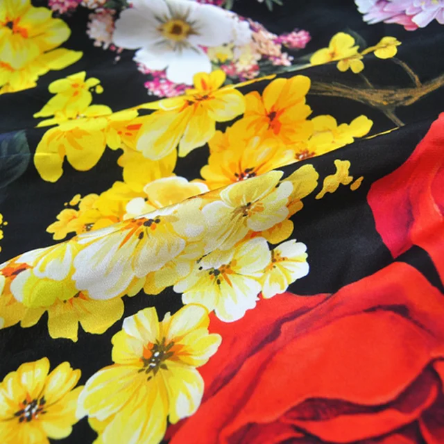 100% Floral Printed Silk Crepe Fabric With Custom Design - Buy 100% ...