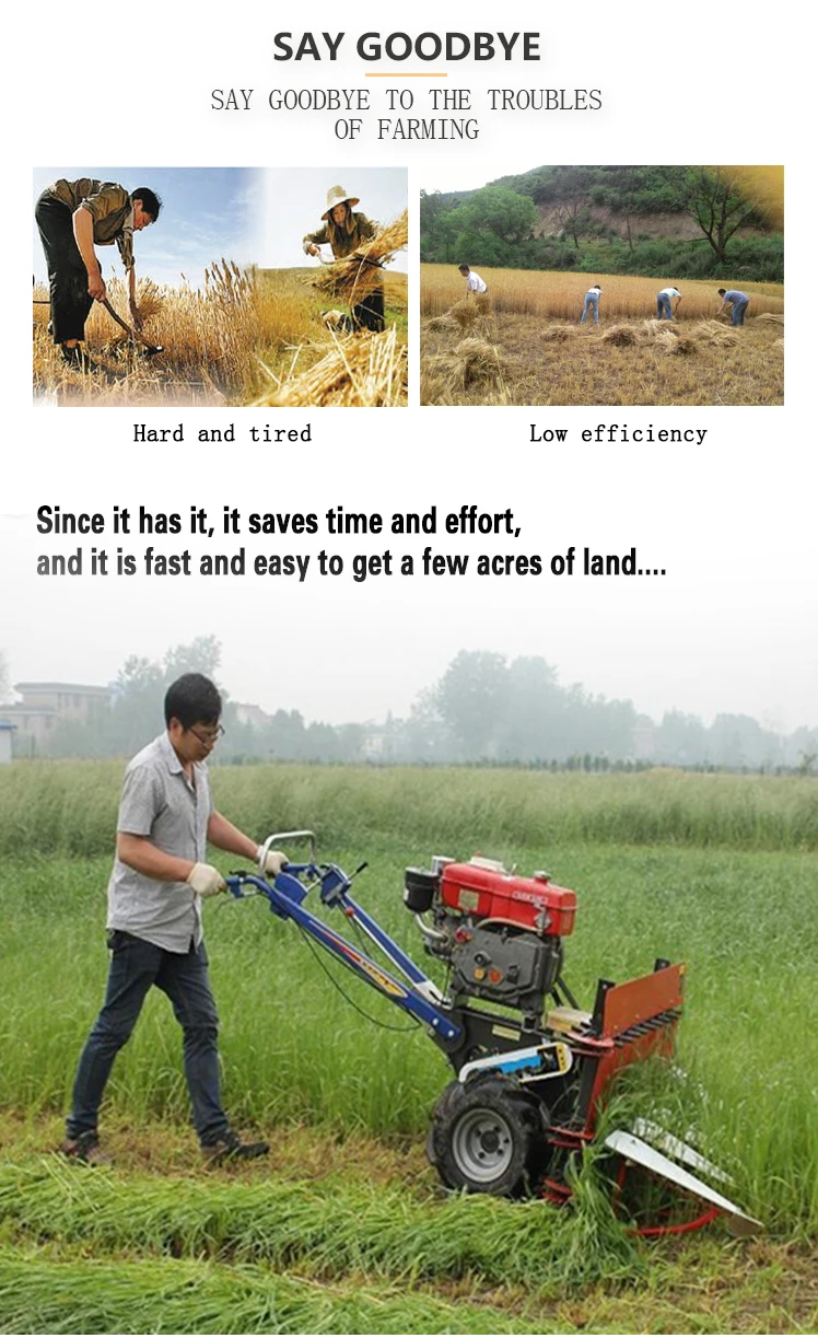 Walkbehind Millet Small Harvester Rice Wheat Windrower Multipurpose