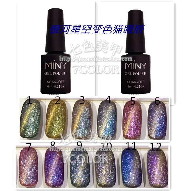 12pcs chameleon cat eye gel nail polish soak off uv color gel 6ml Free Shipping