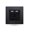 FIKO Black type 86 aluminum wire 2 - bit USB 5V 2.1A with 13A multi - functional three pole three - hole socket on the wall