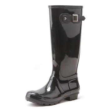 black shiny rain boots