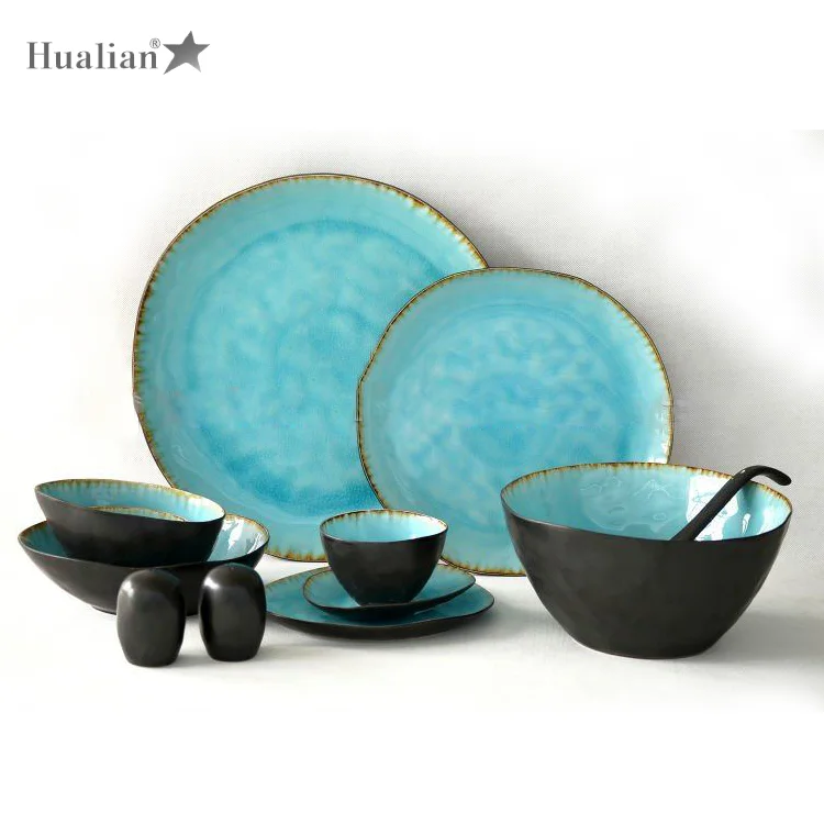 Hualian factory hot sale wholesale Portuguese ceramic dinnerware sets modern ceramic dinnerware ...